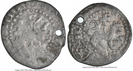 Cilician Armenia. Gosdantin III Countermarked Takvorin ND (1344-1363) VF Details (Holed) NGC, 1.79gm. The countermark that appears on the reverse of t...