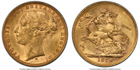 Victoria gold "St. George" Sovereign 1879-M MS61 PCGS, Melbourne mint, KM7, S-3857. Long tail variety. 

HID09801242017

© 2020 Heritage Auctions ...