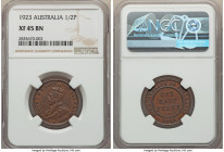 George V 1/2 Penny 1923-(m) XF45 Brown NGC, Melbourne mint, KM22. Chestnut brown color. 

HID09801242017

© 2020 Heritage Auctions | All Rights Re...