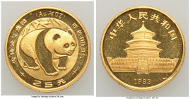 People's Republic gold Panda 25 Yuan (1/4 oz) 1983 UNC, Shanghai mint, KM70. 21.9mm. 7.80gm. AGW 0.2497 oz. 

HID09801242017

© 2020 Heritage Auct...