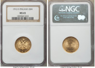 Russian Duchy. Nicholas II gold 20 Markkaa 1912-S MS65 NGC, Helsinki mint, KM9.2. Silken surface infused with original full bodied mint luster. 

HI...