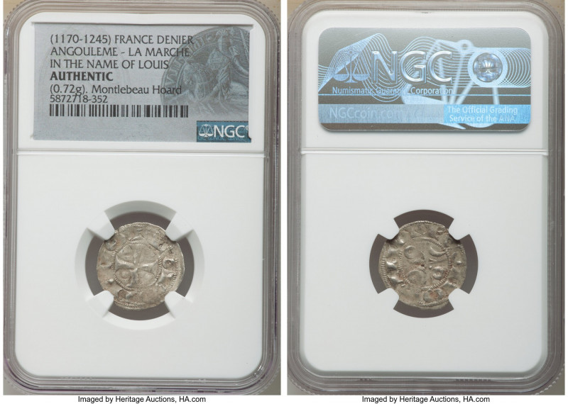 Angouleme 3-Piece Lot of Certified Deniers ND (1170-1245) Authentic NGC, La Marc...