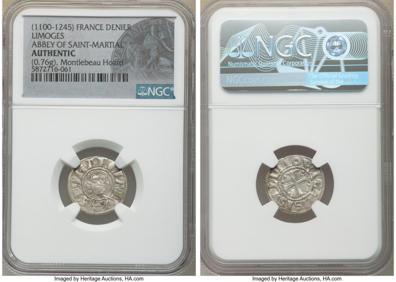 Abbey of Saint-Martial 3-Piece Lot of Certified Deniers ND (1100-1245) Authentic...