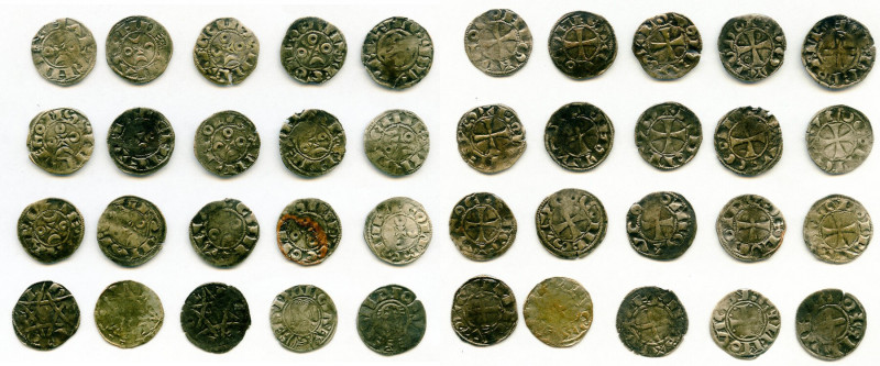 20-Piece Lot of Uncertified Assorted Deniers ND (12th-13th Century) VF, Includes...