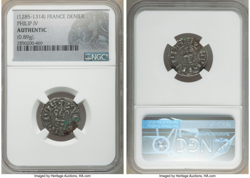 Philip IV 4-Piece Lot of Certified Deniers ND (1285-1314) Authentic NGC, Weights...