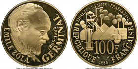 Republic gold 100 Francs 1985 PR67 Ultra Cameo NGC, KM957b. Mintage: 5,000. Emile Zola commemorative. AGW 0.5028 oz. 

HID09801242017

© 2020 Heri...