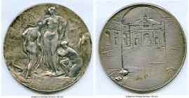 Republic cast silver "Paris Mint" Medal ND (c. 1958) XF, 98mm. 402.5gm. By Raymond Corbin. Three females personifying gold, silver and bronze / Courty...