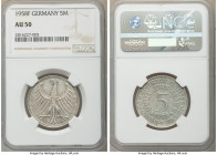 Federal Republic 5 Mark 1958-F AU50 NGC, Stuttgart mint, KM112.1. Semi-key date. 

HID09801242017

© 2020 Heritage Auctions | All Rights Reserved