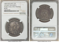 William & Mary 1/2 Crown 1689 VF25 NGC, KM472.1, S-3435. 1st bust, 2nd shield Pearls caul only frosted type. 

HID09801242017

© 2020 Heritage Auc...