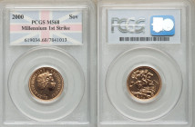 Elizabeth II gold Sovereign 2000 MS68 PCGS, KM1002. Millennium 1st Strike. AGW 0.2355 oz. 

HID09801242017

© 2020 Heritage Auctions | All Rights ...
