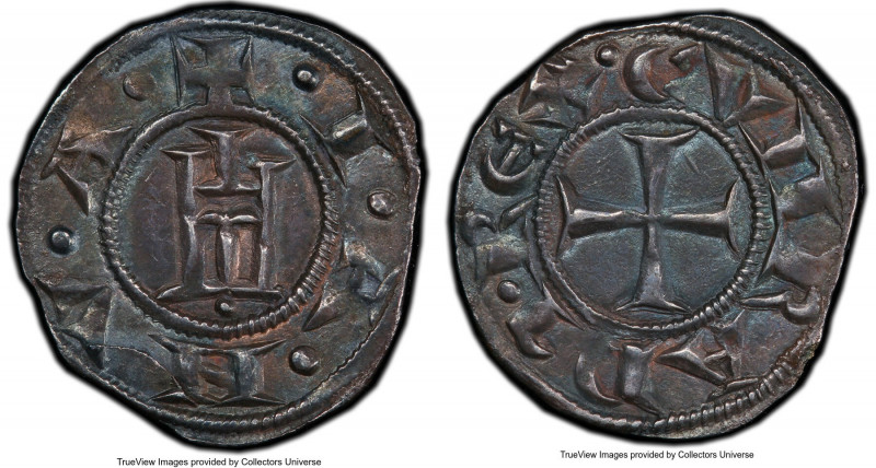 Genoa. Republic Grosso ND (1139-1339) AU58 PCGS, Biaggi-837. 19mm. Gunmetal toni...