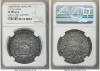Ferdinand VI 8 Reales 1760 Mo-MM XF Details (Scratches, Cleaned) NGC, Mexico City mint, KM104.2. Glossy blue tinted gray toning. 

HID09801242017
...