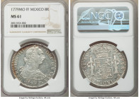 Charles III 8 Reales 1779 Mo-FF MS61 NGC, Mexico city mint, KM106.2. Semi-Prooflike fields, white surfaces with red & blue edge toning. 

HID0980124...