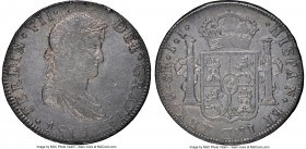 Ferdinand VII 8 Reales 1814 Mo-JJ AU55 NGC, Mexico City mint, KM111. Lavender tinted pewter with residual peach and gold undertones. 

HID0980124201...