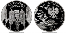 People's Republic 4-Piece Lot of Certified Proof Zlotych PCGS, 1) "40th Anniversary "Rocznica" March 10 Zlotych 2008-MW - PR70 Deep Cameo, KM-Y632 2) ...