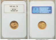 Nicholas II gold 5 Roubles 1909-ЭБ MS66 NGC, St. Petersburg mint, KM-Y62. AGW 0.1867 oz. 

HID09801242017

© 2020 Heritage Auctions | All Rights R...