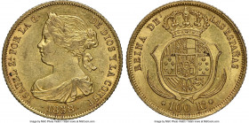 Isabel II gold 100 Reales 1858 AU58 NGC, Madrid mint, KM605.2.

HID09801242017

© 2020 Heritage Auctions | All Rights Reserved
