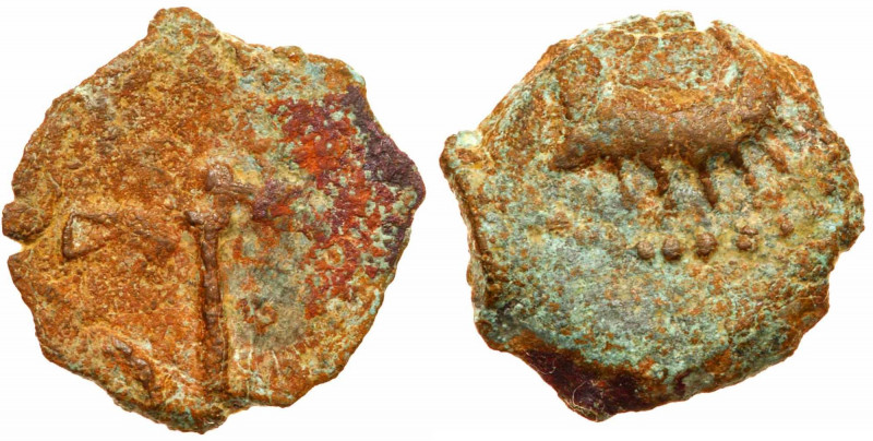 Herodian Dynasty. Herod I the Great, 37-4 BCE. AE Half-prutah (1.08 g). HPW&Delt...