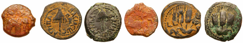Herodian Dynasty. Agrippa I, 37-44 CE. Group of 3 AE Prutah. Mint of Jerusalem, ...
