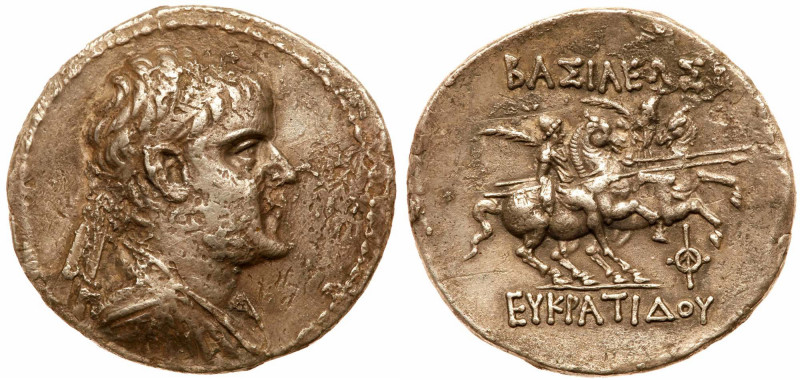 Bactria Kingdom. Eukratides, c. 171-135 BC. Silver Tetradrachm (15.88g). Diademe...
