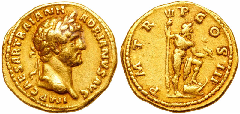Hadrian, AD 117-138. Gold Aureus (7.12g). Struck at Rome, AD 120. Laureate head ...