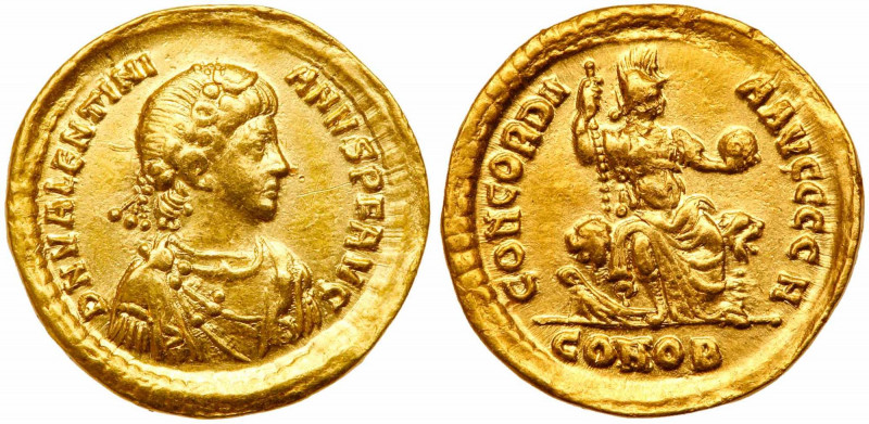 Valentinian II, AD 375-392. Gold Solidus (4.40 g). Mint of Constantinople AD 383...