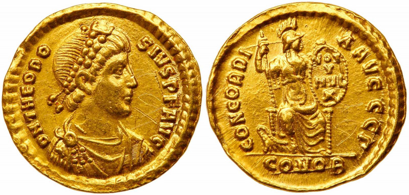 Theodosius I, AD 379-395. Gold Solidus (4.38 g). Mint of Constantinople, AD 388-...