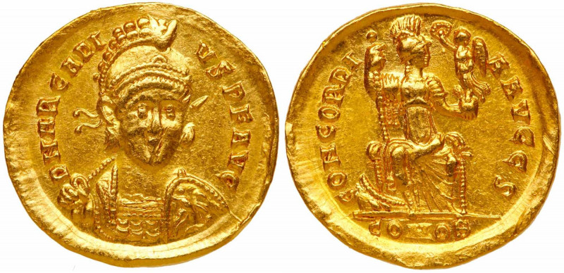 Arcadius, AD 383-408. Gold Solidus (4.42 gr). Struck at Constantinople, AD 395-4...