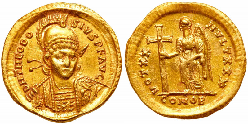 Theodosius II, AD, 402-450. Gold Solidus (4.45g). Mint of Constantinople, AD 420...