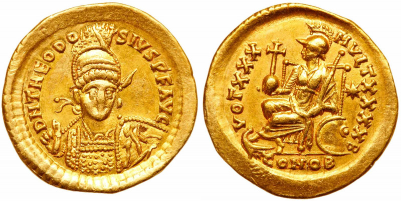 Theodosius II, AD 402-450 AD. Gold Solidus (4.43g). Mint of Constantinople AD 43...