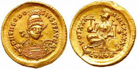 Theodosius II, AD 402-450. Gold Solidus (4.48g)