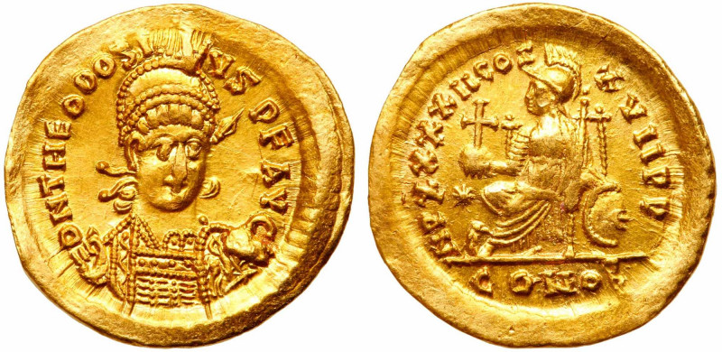 Theodosius II, AD 402-450. Gold Solidus (4.4g). Mint of Constantinopolis AD 441-...