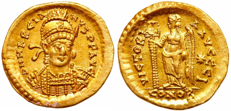 Marcian, AD. 450-457. Gold Solidus (4.46g). Mint of Constantinople, AD 450-57. H...