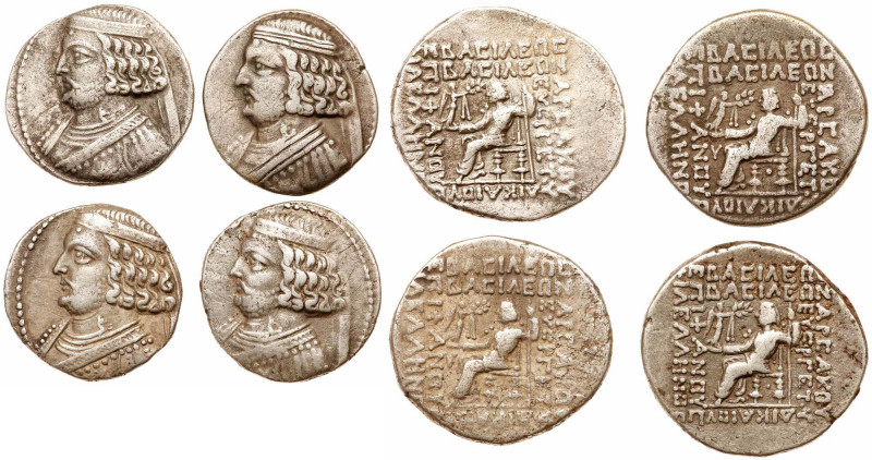 Parthia. Phraates IV, 38/7 - 2 BC. 4-piece lot of Silver Tetradrachms approx. 15...
