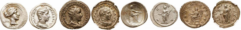 4-piece group of Roman Silver Coins. Consists of: M. Porcius Cato AR denarius, 8...