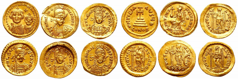6-piece lot of Roman and Byzantine Gold Solidi. Consists of the following Roman ...