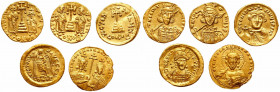 5-piece lot of Late Roman and Byzantine Gold Solidii