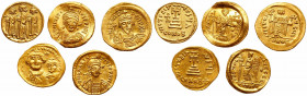 5-piece lot of Byzantine Gold Solidii