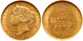 Canadian Provinces: Newfoundland. 2 Dollar, 1872. ANACS AU55