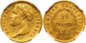 France. 20 Francs, 1813-A (Paris). NGC AU55