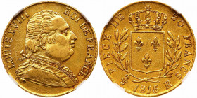France. 20 Francs, 1815-R (London). NGC AU