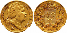 France. 20 Francs, 1820-A (Paris). NGC EF45
