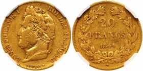France. 20 Francs, 1841-A (Paris). NGC VF30