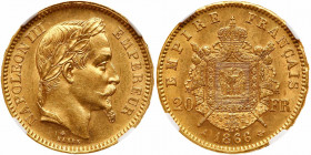France. 20 Francs, 1866-A. NGC MS62