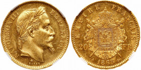 France. 20 Francs, 1868-A. NGC MS61