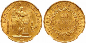 France. 20 Francs, 1876-A. NGC MS61