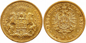 German States: Hamburg. 20 Mark, 1877-J. VF