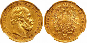 German States: Prussia. 20 Marks, 1872-A. NGC AU55