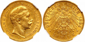 German States: Prussia. 20 Marks, 1894-A. NGC AU55