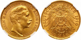 German States: Prussia. 20 Mark, 1910-A. NGC MS62